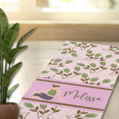 Boho Abstrakt Pink Green Floral Pattern Yogamatte