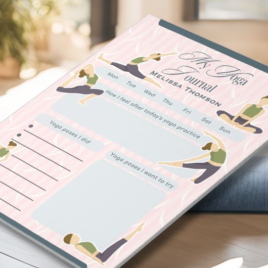 Boho Abstrakt Pink Green Yoga Pose Daily Journal Notizblock