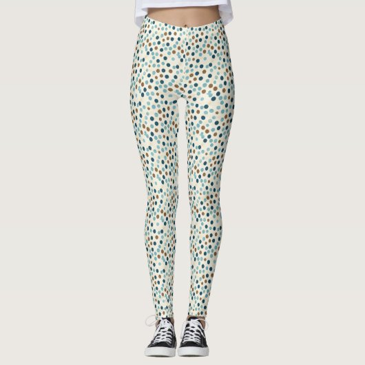 Boho Abstrakt Polka Dot Pattern Leggings (Vorderseite)