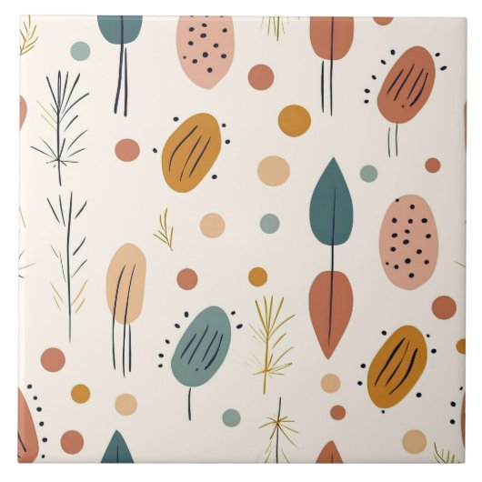 Boho Abstrakt Retro Modern Collection Fliese (Vorderseite)