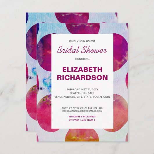 Boho abstrakt rosa Aquarell Brautparty RSVP Karte (Vorne/Hinten)