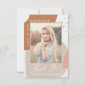 Boho Abstrakt Shapes Foto Abschluss Vielen Dank Dankeskarte (Vorderseite)