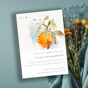 Boho Abstrakt Sketchy Orange Garden Brautparty Einladung