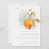 Boho Abstrakt Sketchy Orange Garden Brautparty Einladung (Vorderseite)