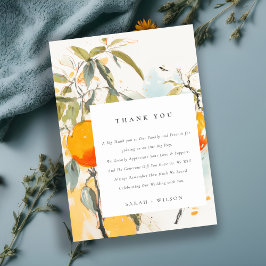 Boho Abstrakt Sketchy Orange Garden Wedding Dankeskarte