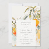 Boho Abstrakt Sketchy Orange Garden Wedding Einladung (Vorderseite)