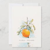 Boho Abstrakt Sketchy Orange Garden Wedding Einladung (Rückseite)