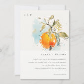 Boho Abstrakt Sketchy Orange Garden Wedding Einladung (Vorderseite)