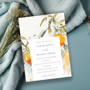 Boho Abstrakt Sketchy Orange Garden Wedding Einladung