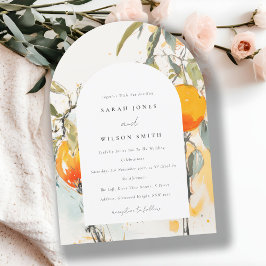 Boho Abstrakt Sketchy Orange Garden Wedding Einladung