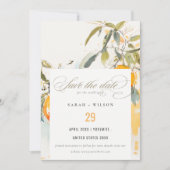 Boho Abstrakt Sketchy Orange Garden Wedding Foto Save The Date (Vorderseite)