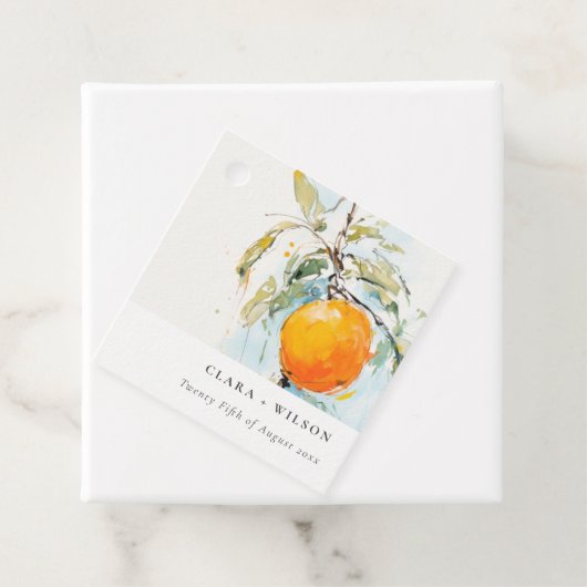 Boho Abstrakt Sketchy Orange Garden Wedding Geschenkanhänger (Beispiel)