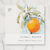 Boho Abstrakt Sketchy Orange Garden Wedding Geschenkanhänger (Vorderseite)