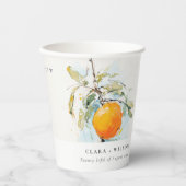 Boho Abstrakt Sketchy Orange Garden Wedding Pappbecher (Vorderseite)