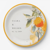 Boho Abstrakt Sketchy Orange Garden Wedding Pappteller (Vorderseite)