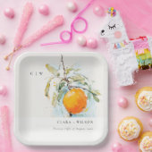 Boho Abstrakt Sketchy Orange Garden Wedding Pappteller (Party)