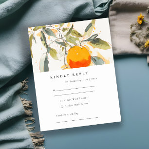 Boho Abstrakt Sketchy Orange Garden Wedding RSVP Karte