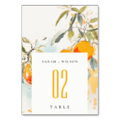 Boho Abstrakt Sketchy Orange Garden Wedding Tischnummer (Vorderseite)