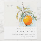 Boho Abstrakt Sketchy Orange Garden Wedding Weinetikett (Einzelnes Label)