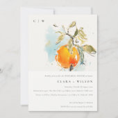 Boho Abstrakt Sketchy Orange Probe Dinner Einladung (Vorderseite)