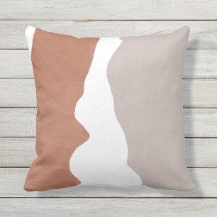 Boho Abstrakt Terracotta Creme Silver Throw Kissen