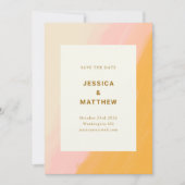Boho Abstrakt Watercolor Pink Gelbe Hochzeit Save The Date (Vorderseite)
