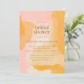 Boho Abstrakt Watercolor Rosa Gelbes Brautparty Einladung (Stehend Vorderseite)