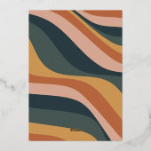 Boho Abstrakt Wavy Lines Terracotta Wedding Gold Folieneinladung (Rückseite)