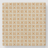 Boho Abstrakt X Muster Neutral Paper Art Steinuntersetzer (Vorderseite)