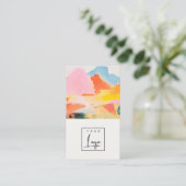 Boho-Abstrakte Berglandschaft Pink Blau Logo Visitenkarte (Stehend Vorderseite)