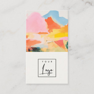 Boho-Abstrakte Berglandschaft Pink Blau Logo Visitenkarte
