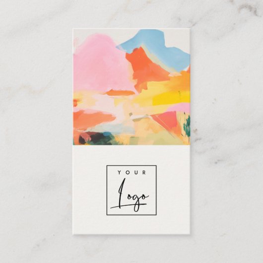 Boho-Abstrakte Berglandschaft Pink Blau Logo Visitenkarte (Vorderseite)