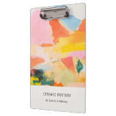 Boho-Abstrakte Berglandschaft Rosa Blau Orange Klemmbrett (Links)
