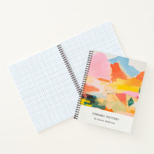 Boho-Abstrakte Berglandschaft Rosa Blau Orange Notizblock