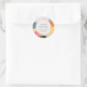 Boho-Abstrakte Berglandschaft Rosa Blau Orange Runder Aufkleber (Tasche)