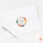 Boho-Abstrakte Berglandschaft Rosa Blau Orange Runder Aufkleber (Umschlag)