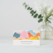 Boho-Abstrakte Berglandschaft Rosa Blau Orange Visitenkarte (Stehend Vorderseite)