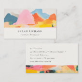Boho-Abstrakte Berglandschaft Rosa Blau Orange Visitenkarte (Vorne/Hinten)