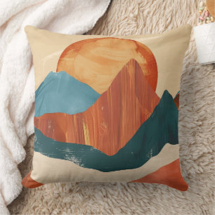 Boho Abstrakte Bergwelt mit Sonne Kissen