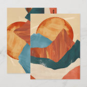 Boho Abstrakte Bergwelt mit Sonne Postkarte (Vorne/Hinten)