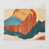 Boho Abstrakte Bergwelt mit Sonne Postkarte (Rückseite)
