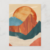 Boho Abstrakte Bergwelt mit Sonne Postkarte (Vorderseite)