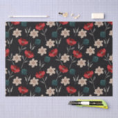 BOHO ABSTRAKTE BLUME AUF SCHWARZ SEIDENPAPIER (Handwerk)