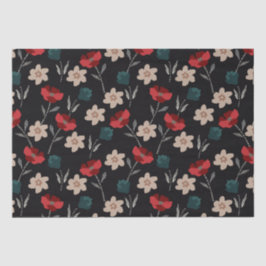 BOHO ABSTRAKTE BLUME AUF SCHWARZ SEIDENPAPIER