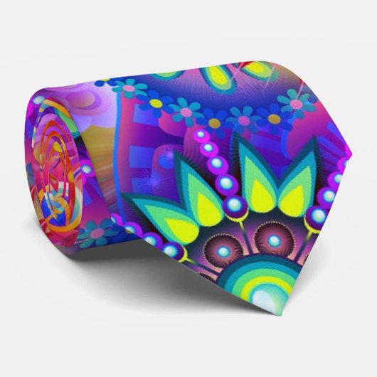 Boho abstrakte Blume Krawatte (Gerollt)