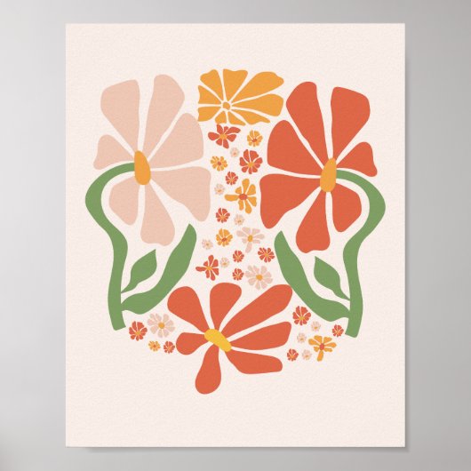 Boho Abstrakte Blume Poster (Vorne)