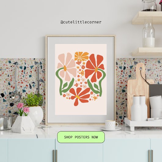 Boho Abstrakte Blume Poster