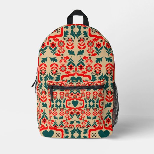 Boho-Abstrakte Blumenkunst Bedruckter Rucksack (Vorderseite)