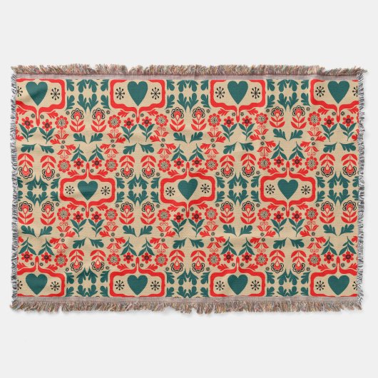 Boho-Abstrakte Blumenkunst Decke (Vorderseite)