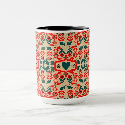 Boho-Abstrakte Blumenkunst Tasse (Zentrum)